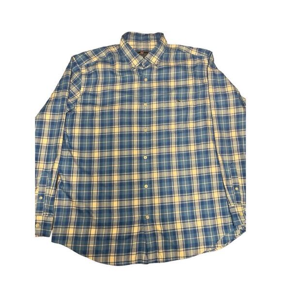 Vineyard Vines Performance Classic Fit Tucker Shirt Men's White Blue Plaid Large - Picture 1 of 7
